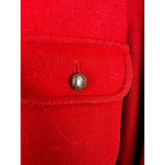 CHAPS Vintage Red Wool Hunting Shirt Suede Shoulder Elbow Patches Men SZ44R RARE - Picture 3 of 13